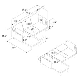 Rackhams Clair sectional Sofa Bed in green velvet - Green - thumbnail 4