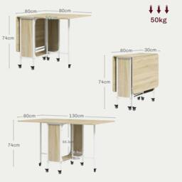 Rackhams Six-Person Drop Leaf Dining Table - Natural/White - thumbnail 3
