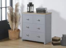 Rackhams Derby Wooden 4-Drawer Chest - Spacious & Elegant Storage Solution for Your Home - Grey