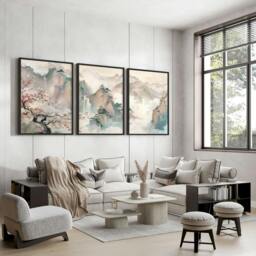 Rackhams Big Picture For Living Room - Set of 3 wall art prints - 20 x 30 in / 50 x 76 cm - Satin Photo paper 280 gsm - Oak Frame - thumbnail 1