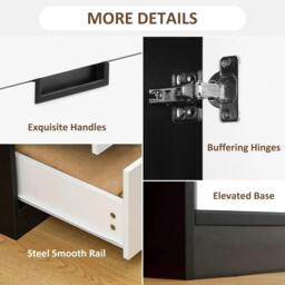 Rackhams 2 Door Wardrobe, Modern Wardrobe with 3 Drawers and Hanging Rod for Bedroom, Black - thumbnail 5