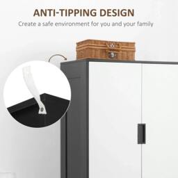 Rackhams 2 Door Wardrobe, Modern Wardrobe with 3 Drawers and Hanging Rod for Bedroom, Black - thumbnail 6