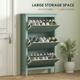 Rackhams 3 Drawer Shoe Cabinet with Flip Doors for Hallway, Entryway, Green - Green - thumbnail 4