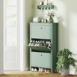 Rackhams 3 Drawer Shoe Cabinet with Flip Doors for Hallway, Entryway, Green - Green - thumbnail 1