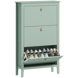 Rackhams 3 Drawer Shoe Cabinet with Flip Doors for Hallway, Entryway, Green - Green - thumbnail 2
