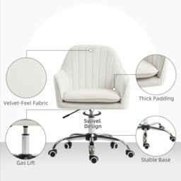 Rackhams Office Chair, Swivel Desk Chair w/ Adjustable Height, Cream White - thumbnail 5