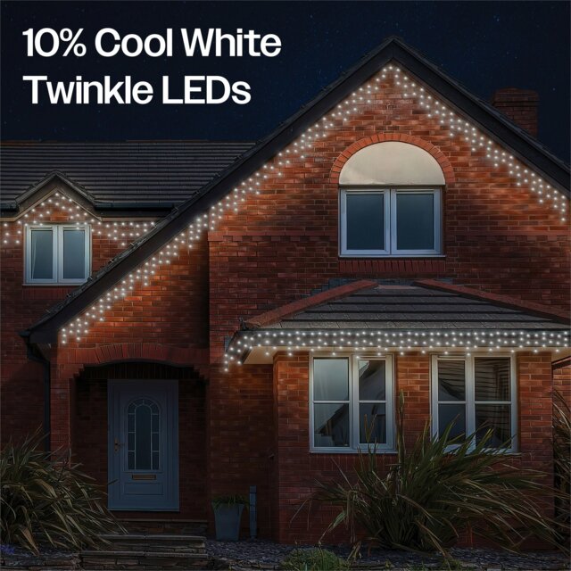 Rackhams Icicle Lights 60/40/20 Drop Black 5m/120 LED Cool White10% - image 1