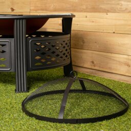 Rackhams 80x58cm Black Steel Garden Patio Firepit Heater BBQ with Cover - thumbnail 6