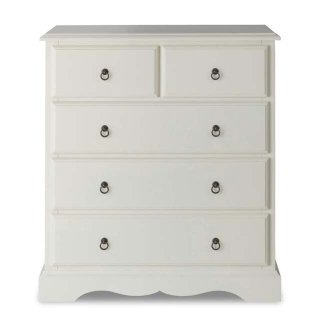 Rackhams Romance Chest of Drawers 2 over 3 Bedroom Storage Assembled - Antique White (grey tone) - image 1