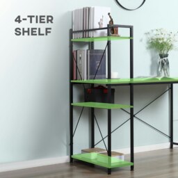 Rackhams Computer Desk Laptop Table w/4-tier Bookshelf  Metal Frame - thumbnail 6