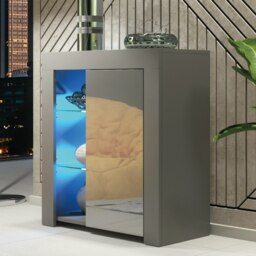 Rackhams 83cm Cabinet Cupboard Sideboard with Grey High Gloss Door and Free LED Lights - 83 cm  - MDF/Chipboard - Dark Grey Matt Body & Dark Grey Gloss Door - thumbnail 6