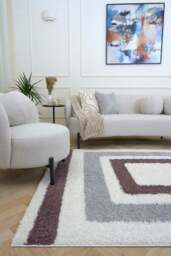 Rackhams Moodi Shaggy Grey/Purple Contour Rug - 80X150 cm - thumbnail 2