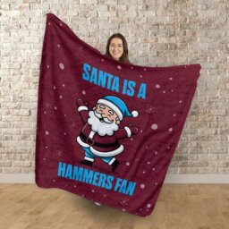 Rackhams Santa is a Hammers Football Fan - Luxury Fleece Blanket 150cm X 150cm - thumbnail 2