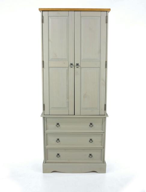 Rackhams Corona 2 Door & 3 Drawer Wardrobe, Waxed Finish - Grey - image 1