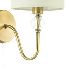 Rackhams Traditional Bedside Wall Light in Antique Brass with Pull Switch and Shade - thumbnail 5