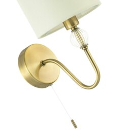 Rackhams Traditional Bedside Wall Light in Antique Brass with Pull Switch and Shade - thumbnail 3