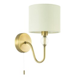 Rackhams Traditional Bedside Wall Light in Antique Brass with Pull Switch and Shade - thumbnail 2