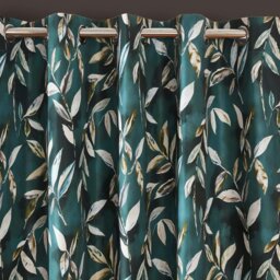 "Rackhams Madrid Bottle Green Blackout Ready Made Eyelet Curtains - Bottle Green - 46x54"" - Curtains" - thumbnail 2