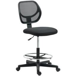 Rackhams Ergonomic Mesh Standing Desk Chair with Adjustable Footrest Ring and Seat Height Black - thumbnail 1