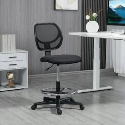 Rackhams Ergonomic Mesh Standing Desk Chair with Adjustable Footrest Ring and Seat Height Black - thumbnail 2