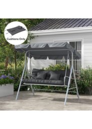 Rackhams Outdoor Back and Seat Cushion with Pillows, NO SWING, Charcoal Grey - 150L x 50W x 10Hcm - Charcoal grey - Polyester - thumbnail 3