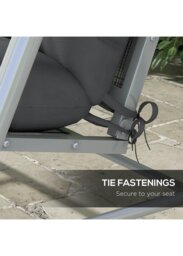 Rackhams Outdoor Back and Seat Cushion with Pillows, NO SWING, Charcoal Grey - 150L x 50W x 10Hcm - Charcoal grey - Polyester - thumbnail 6