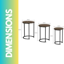 Rackhams Set of 3 Wooden Nest Of Tables Brown - thumbnail 5