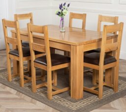 Rackhams Dakota Medium Oak Dining Table with Lincoln Oak Chairs - Natural Oak - 6 chairs - thumbnail 1