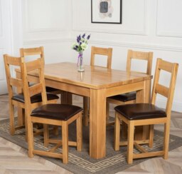 Rackhams Dakota Medium Oak Dining Table with Lincoln Oak Chairs - Natural Oak - 6 chairs - thumbnail 4