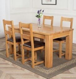 Rackhams Dakota Medium Oak Dining Table with Lincoln Oak Chairs - Natural Oak - 6 chairs - thumbnail 2