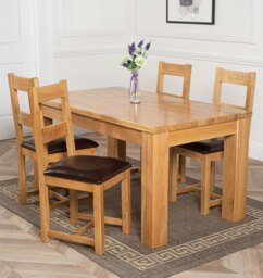 Rackhams Dakota Medium Oak Dining Table with Lincoln Oak Chairs - Natural Oak - 6 chairs - thumbnail 3