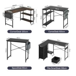 Rackhams Computer Desk L Shaped Corner Office Table Home Storage Shelves Drawers - SpaceDesk 80cm - thumbnail 3