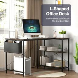 Rackhams Computer Desk L Shaped Corner Office Table Home Storage Shelves Drawers - SpaceDesk 80cm - thumbnail 5