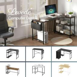 Rackhams Computer Desk L Shaped Corner Office Table Home Storage Shelves Drawers - SpaceDesk 80cm - thumbnail 2
