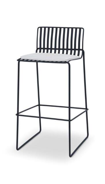 Rackhams Finn Bar Stools - Matt Black - Silver Seat Pad - image 1