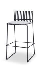 Rackhams Finn Bar Stools - Matt Black - Silver Seat Pad - thumbnail 1