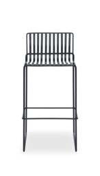 Rackhams Finn Bar Stools - Matt Black - Silver Seat Pad - thumbnail 3