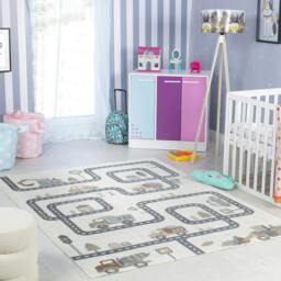 Rackhams Lillian-Kids Beige Grey Orange Blue Washable Rug for Children's Rooms - 120 x 170 cm - thumbnail 2