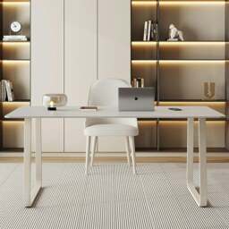 Rackhams Kwame Office Desk With Office Chair, White - 130 x 70cm - NO Office Chair - thumbnail 2