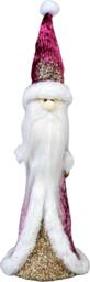 Rackhams 34cm Burgundy Santa Christmas Figurine with White Fur Trim, Jute Embroidery and Long Beard for Festive Home Display - thumbnail 2