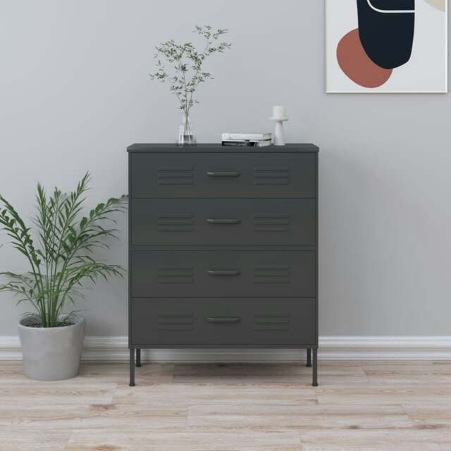 Rackhams Chest of Drawers Anthracite 80x35x101.5 cm Steel