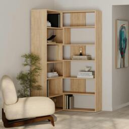Rackhams Molly Corner Bookcase 5 Tier Wall Mounted 178.6x93.6x29.6cm - Oak - thumbnail 2