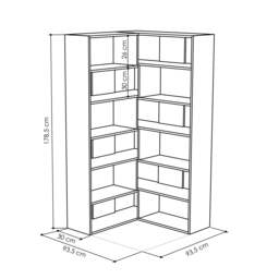 Rackhams Molly Corner Bookcase 5 Tier Wall Mounted 178.6x93.6x29.6cm - Oak - thumbnail 6