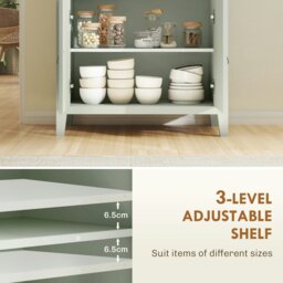 Rackhams Sideboard with Drawer, Adjustable Shelf for Living Room, Light Green - Green - thumbnail 4