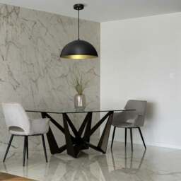 Rackhams Beta Hand Made Designer Pendant Lamp 45cm 1xE27 In Matt Black With Gold Interior - thumbnail 5
