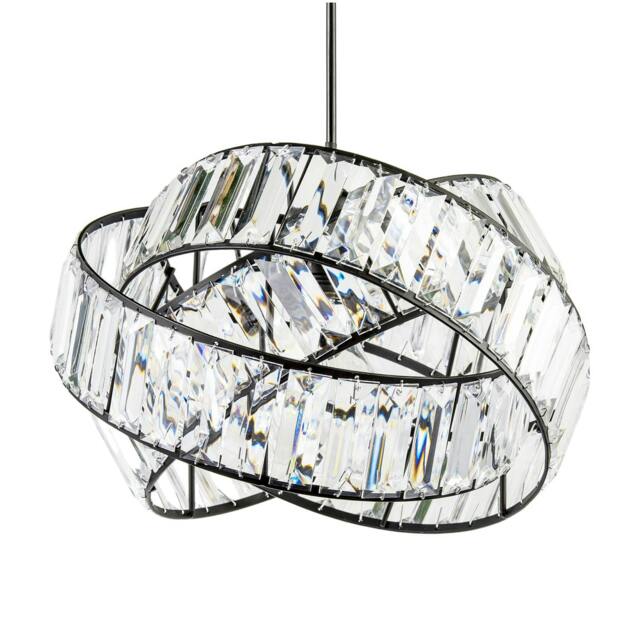 Rackhams Modern Three Ring Black Pendant Shade with Transparent Acrylic Prisms - image 1