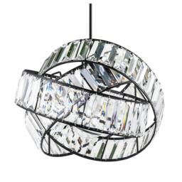 Rackhams Modern Three Ring Black Pendant Shade with Transparent Acrylic Prisms - thumbnail 3