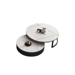 Rackhams Kahoo Nesting Coffee Table, TV Stand, Sintered Stone - NO TV Stand - Both Black With Gold Line Tops - thumbnail 5