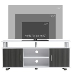 Rackhams TV Cabinet Stand Entertainment Center Media Console Storage Grey, White - thumbnail 3