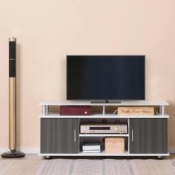 Rackhams TV Cabinet Stand Entertainment Center Media Console Storage Grey, White - thumbnail 1